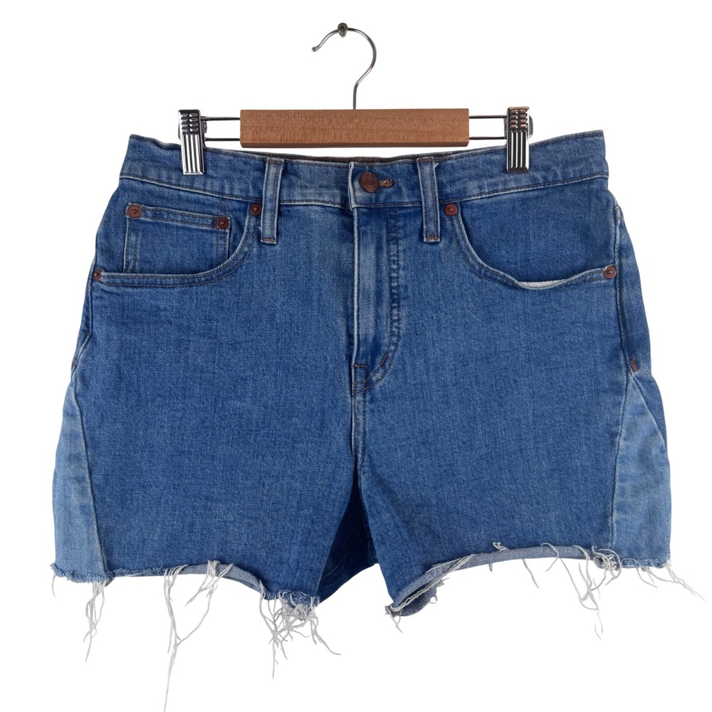 Madewell Denim Shorts Women 28 Blue High Rise Raw Hem Pieced Edition J0530